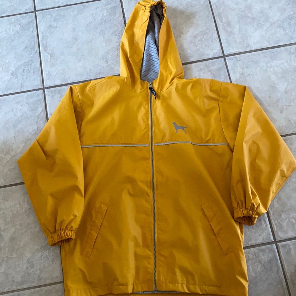 Authentic black dog youth classic raincoat.